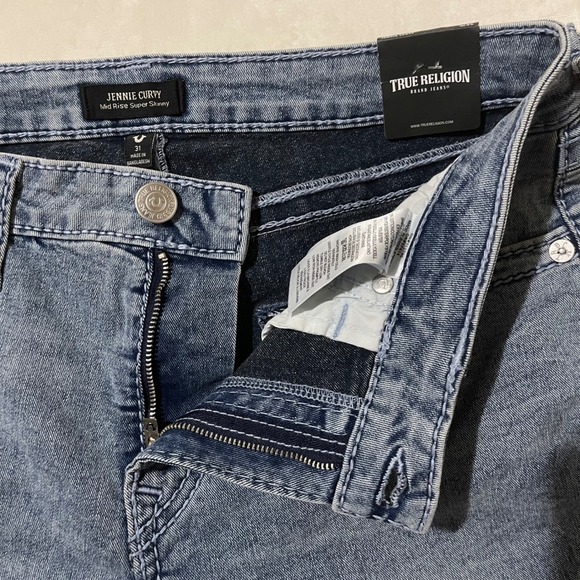True Religion Jennie Curvy Big T MR Flap Mid Rise Super Skinny Jeans Sz 31 $199 - Picture 5 of 10